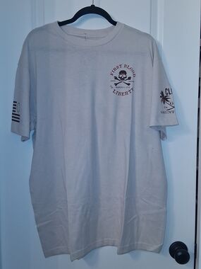 Grunt Style First Blood of Liberty Short Sleeve Tee - Cream with Maroon Print